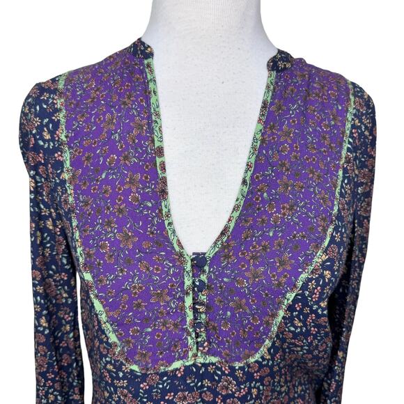 VERONICA BEARD Betta floral blouse Green Purple Size 0 NWT - Picture 13 of 16